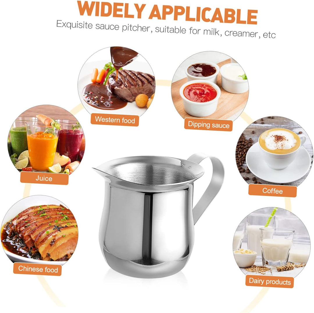 Angoily 3 Stück Edelstahl Milchkanne 90 Ml mit Spitzem Ausguss und Bequemem Griff für Espresso Kaffe