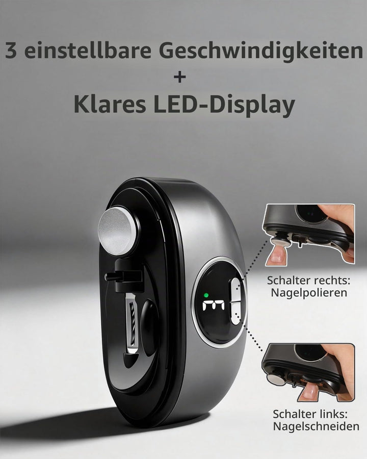Aokitec Elektrischer Nagelknipser mit doppeltem Sicherheitsklingendesign LED-Licht 3-Speed, 2-in-1 N
