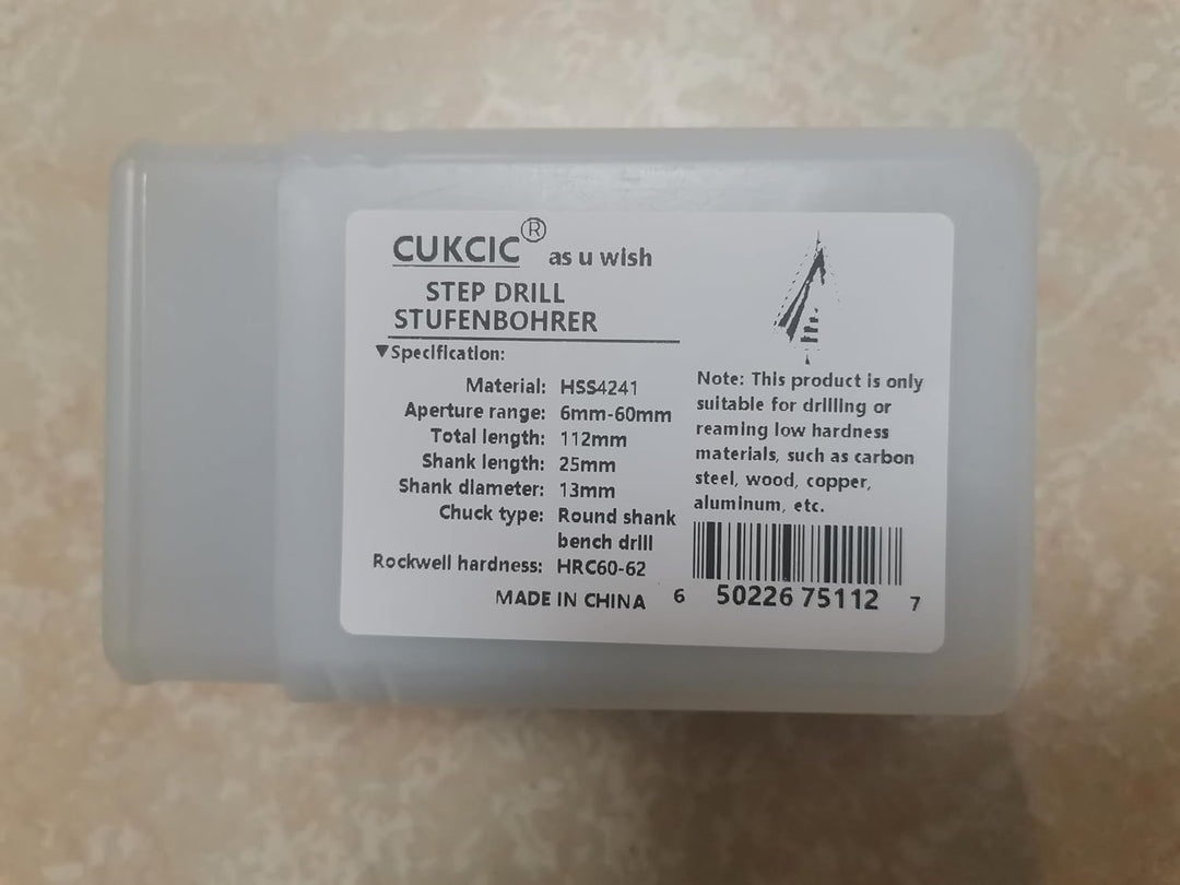 CUKCIC Stufenbohrer Kegelbohrer Schälbohrer HSS Spiralnut Lochschneider Konusbohrer 6-60mm