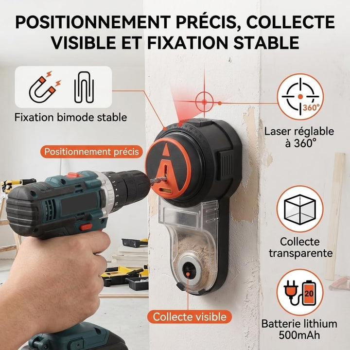 Universal Bohrstaubauffangbehälter mit Lithium-Batterie, Multifunktional, ABS, Schwarz-Orange, 500mA