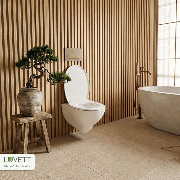 LUVETT® WC-Sitz inkl. 3 Edelstahl Montagelösungen & Absenkautomatik Softclose, Made in EU, antibakte