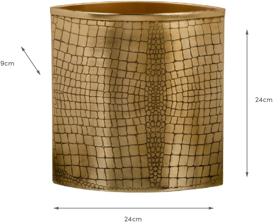 Goldene Vase, Metall, 24 x 9 x 24 cm