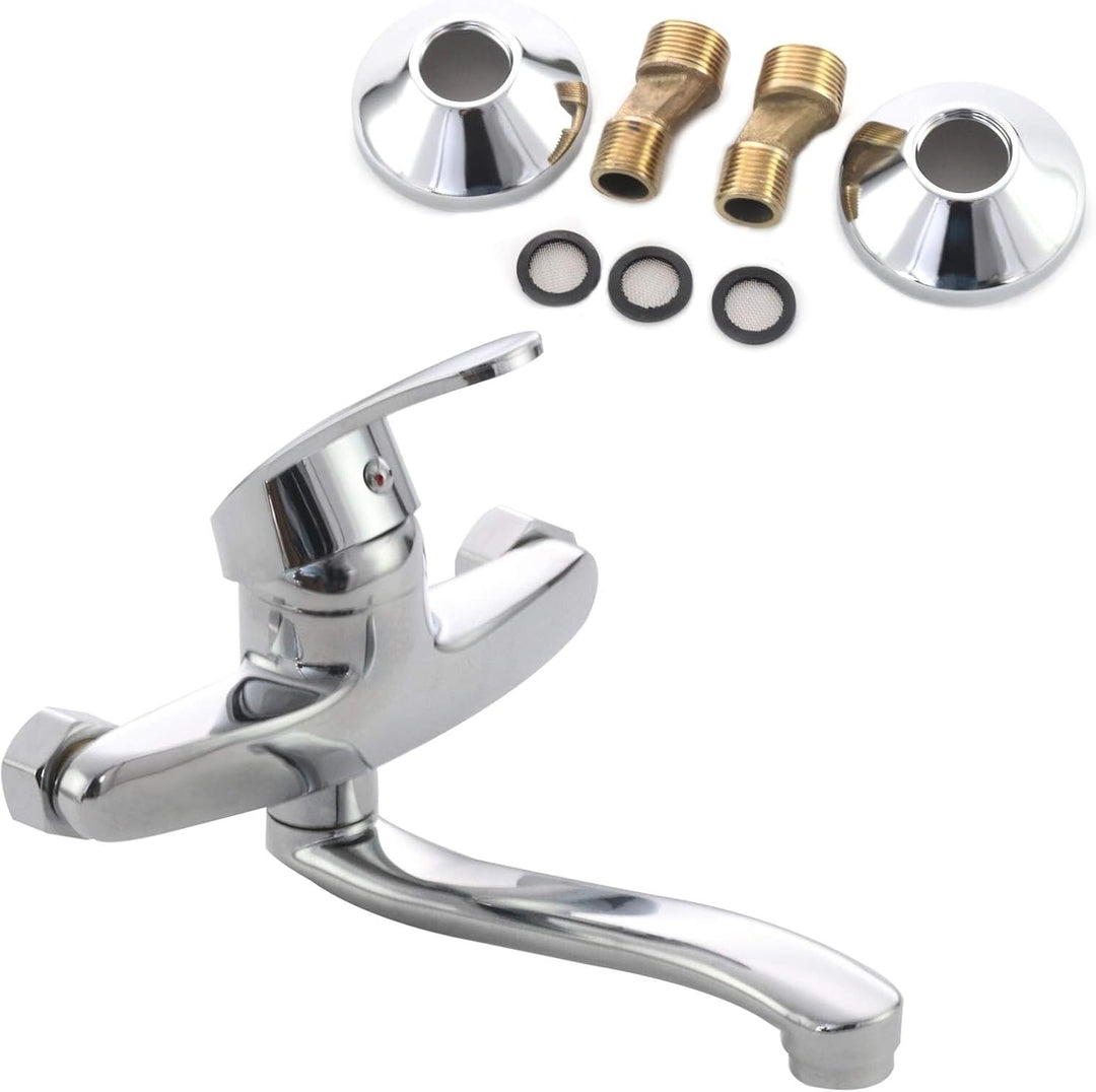 Wandmontage Küchenarmatur Mixer Wasserhahn Küchenspüle Heiss Und Kalt Verchromt Einhand-Mixer Wasser
