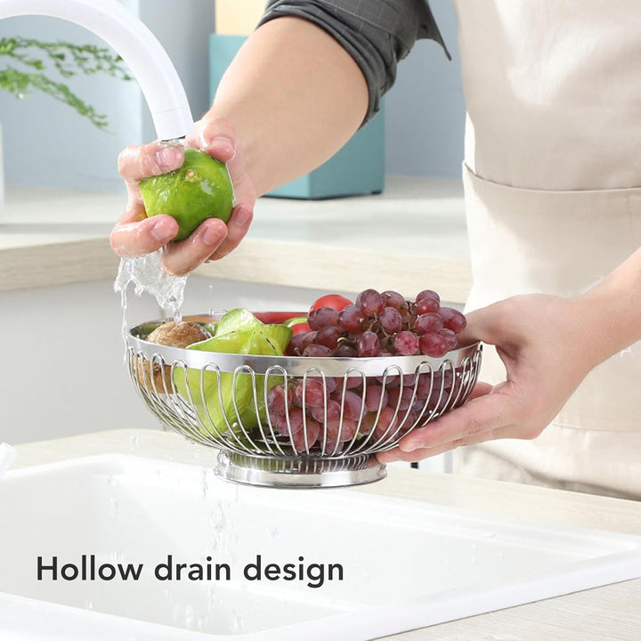 Trisar Obstschale, Moderner Stil, Grosser Obstkorb aus Edelstahl, Edelstahl, Hochglanzpoliert, für W
