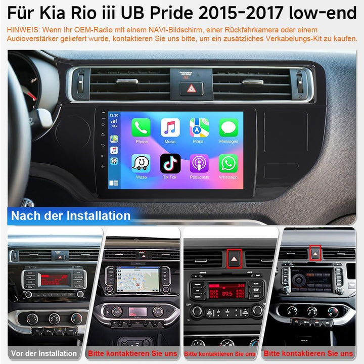 4+64GB 9 Zoll Android 15 Autoradio für Kia Rio iii Pride UB 2015-2017 Low-end Touch Screen Navigator