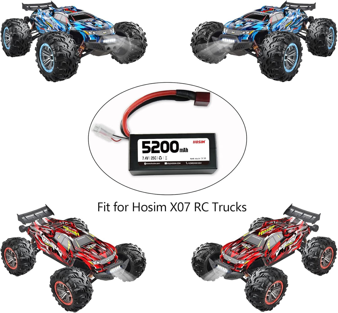 Hosim 7.4V LiPo Batterie 5000mAh Ersatzakku Zubehörd für ferngesteuertes Auto 9125 S920 9206E 9200E