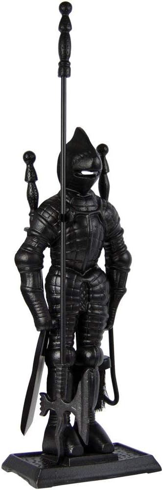 Fire Vida-Ritter-Soldat Kamin-Begleiterset, Metall, Stück von 5Schwarz, 79.0x10.0x15.0