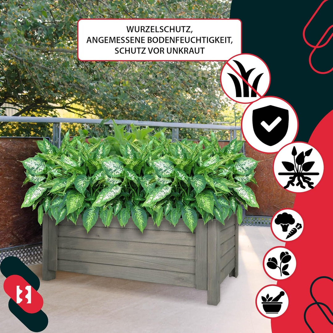 KOTARBAU® Blumenkasten - 79 x 39 x 30 cm - Pflanzkasten mit Vlies - Pflanzkübel gross aussen - Balko