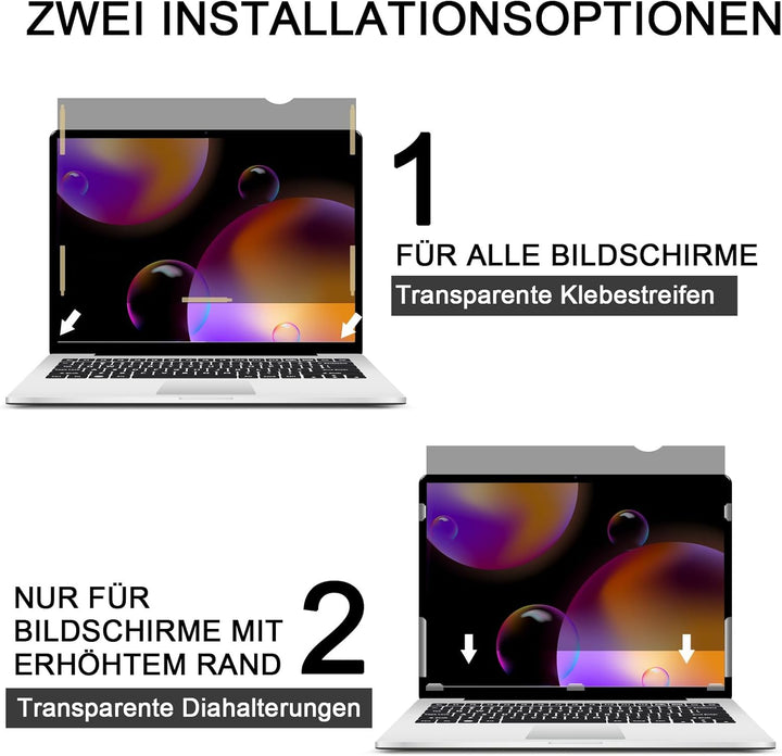 Fluflyer 13,3 Zoll Laptop Blickschutzfolie 16:9, Anti-Blaulicht, Blendfrei, Augenschutz, Anti-Reflex