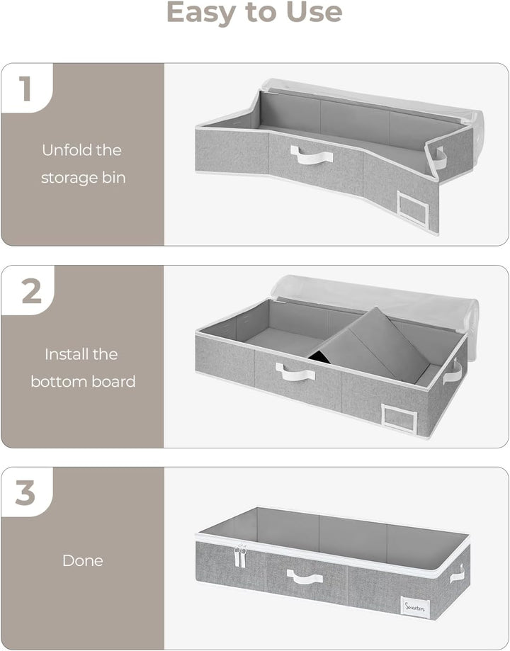 StorageWorks grosse Unterbett Aufbewahrungsbox mit Deckel, Kleiderschrank Organizer mit Griffen, fal