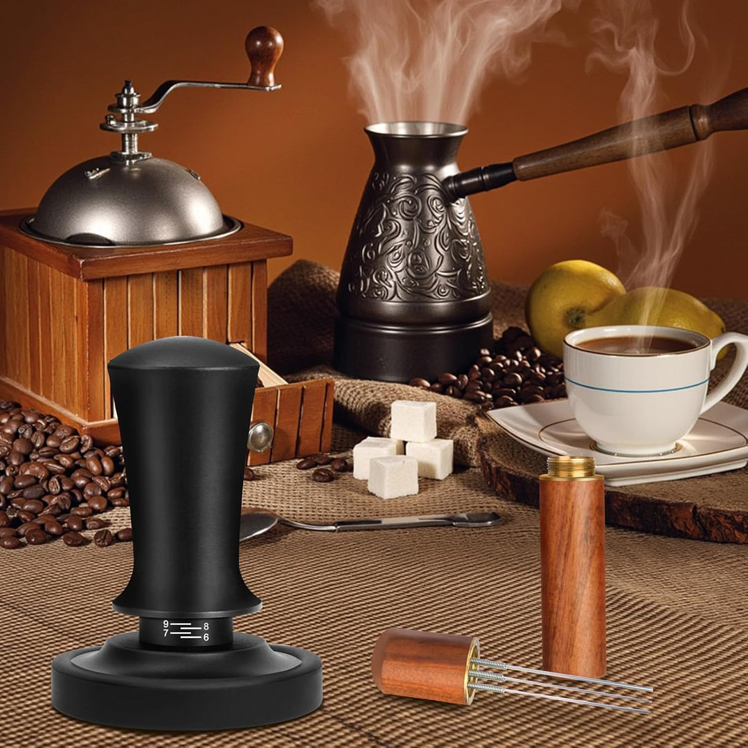Kaffee Tamper Set 51mm,Kaffee Espresso Tamper,Kaffeerührer Werkzeug Espresso,Verteilerwerkzeug mit 6