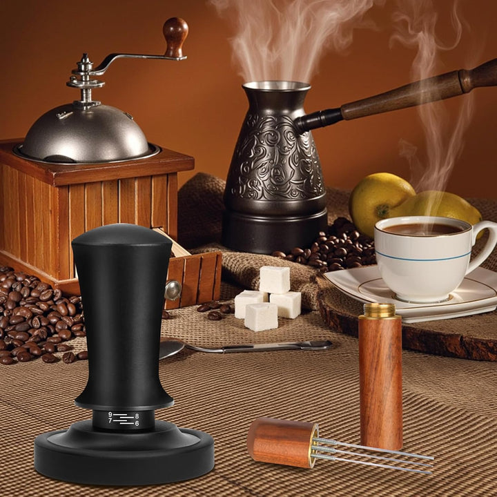 Kaffee Tamper Set 51mm,Kaffee Espresso Tamper,Kaffeerührer Werkzeug Espresso,Verteilerwerkzeug mit 6