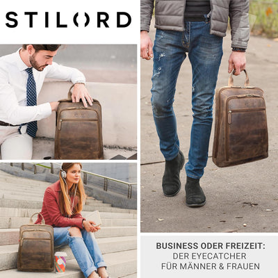 STILORD 'Watson' Laptop Rucksack 15.6 Zoll Leder Backpack Business Lederrucksack Herren Rucksack XL