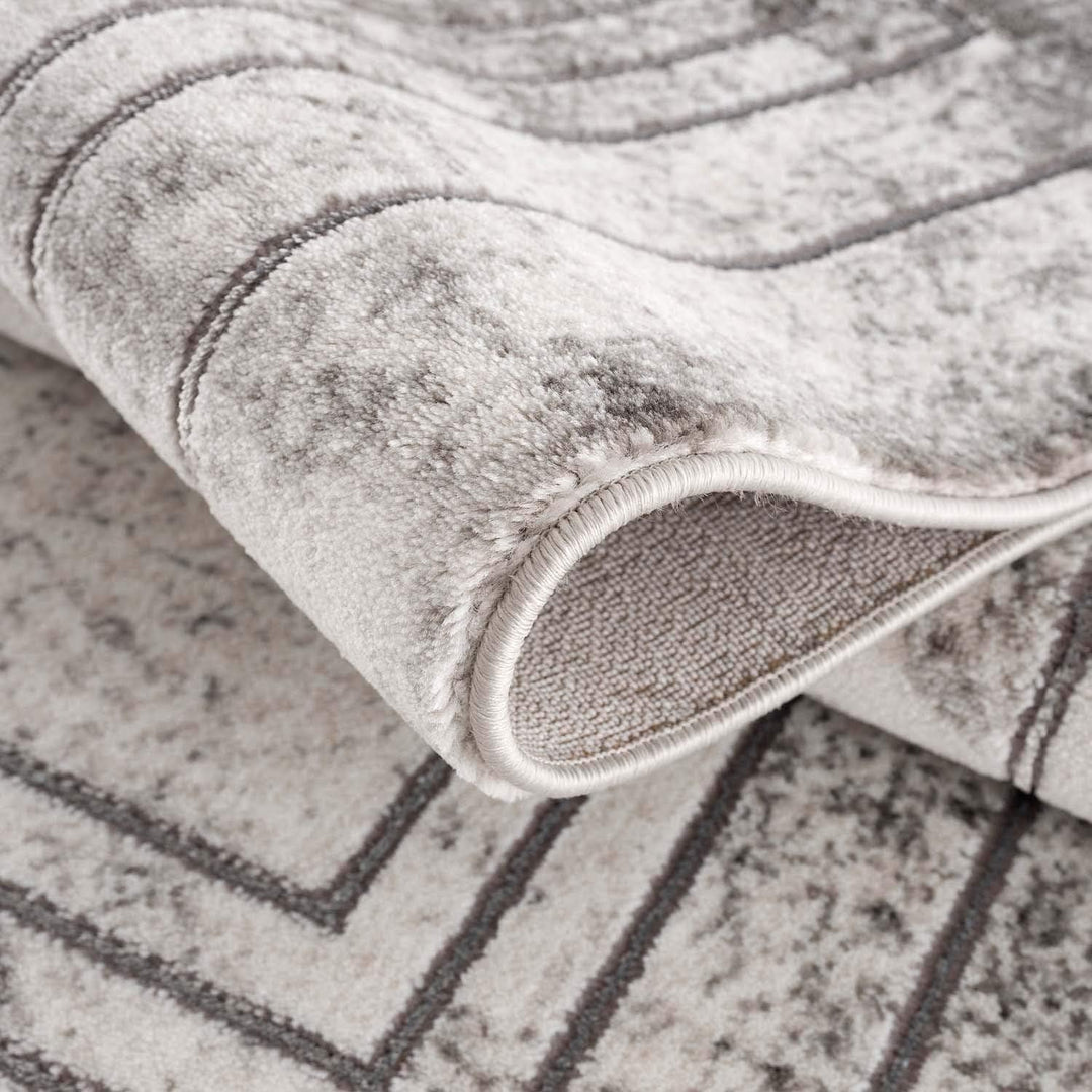 carpet city Teppich Wohnzimmer Bordüre - 80x150 cm Grau Meliert - Moderne Teppiche Kurzflor 80x150 G