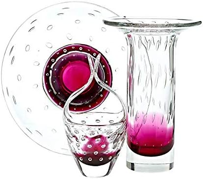 CRISTALICA Glaskorb Red Queen 23 cm Körbchen Schale Pralinenschälchen klar pink Handarbeit