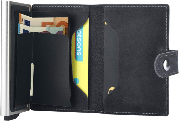 mogdi Mini Black Premium Herren Portmonee RFID Schutz Kartenetui Business Geldbörse feinstes A++ Ech