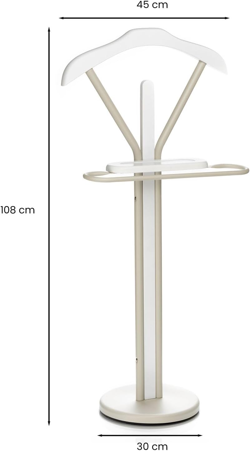 IDIMEX Herrendiener Fabio mit Hosenbügel und Ablage, Beige/Weiss - Stummer Diener Kleiderbutler Klei