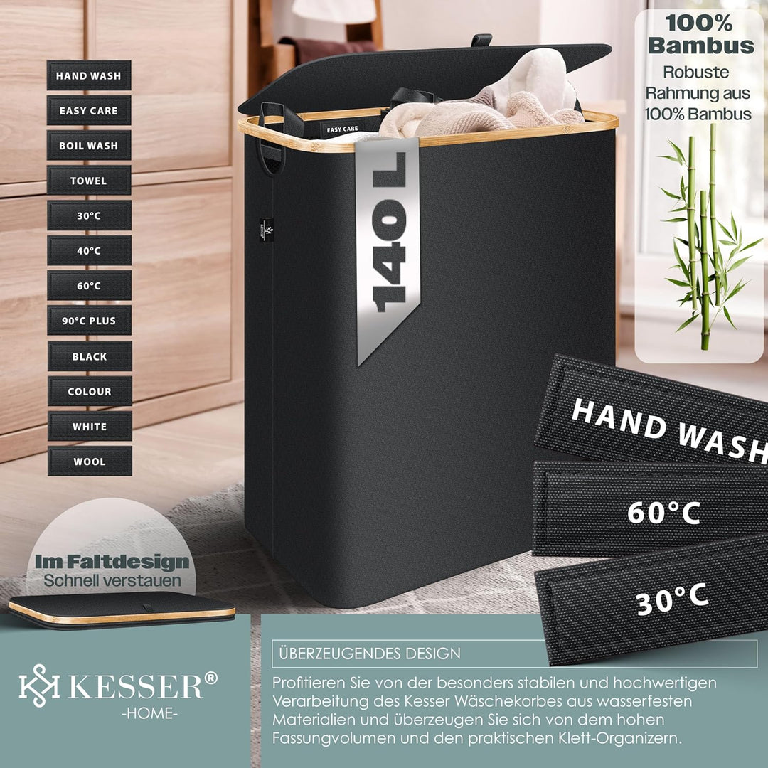 KESSER® Wäschekorb mit Deckel faltbar Wäschebox Wäschetruhe Wäschetonne | Wäschesammler mit herausne