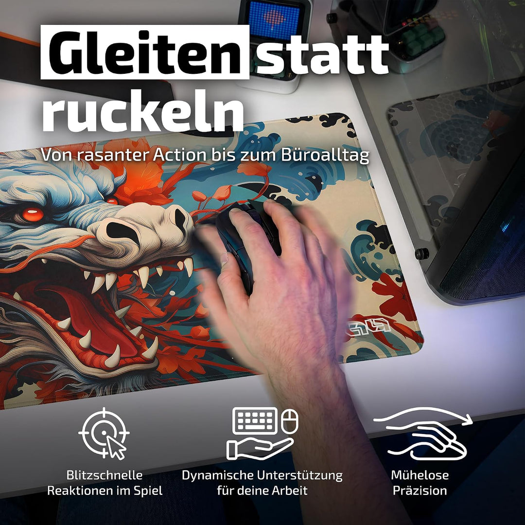 Tilt Gaming Mauspad 800x300 mm - 4 mm rutschfeste Schreibtischunterlage Gross - Speed-Oberfläche &amp; H