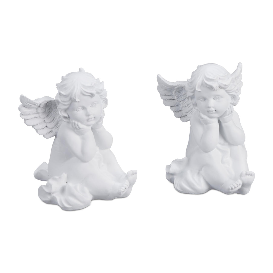 Relaxdays Grabengel 2er Set, wetterfest, frostsicher, HxBxT: 10 x 7 x 9 cm, Grabschmuck, Schutzengel