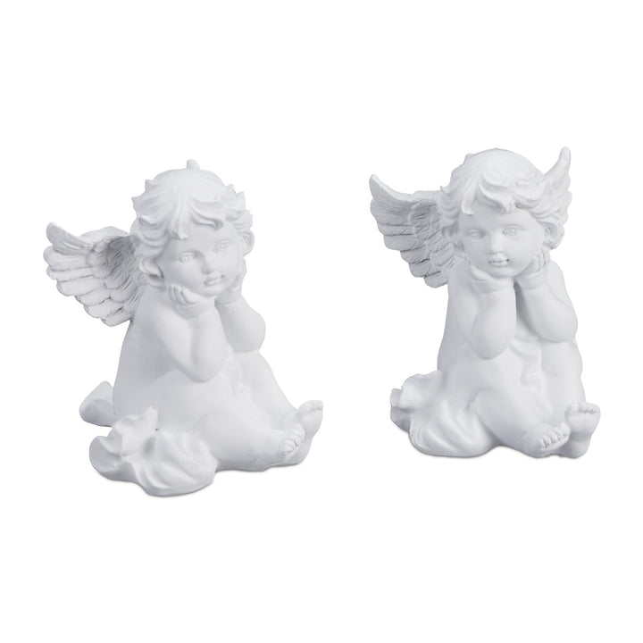 Relaxdays Grabengel 2er Set, wetterfest, frostsicher, HxBxT: 10 x 7 x 9 cm, Grabschmuck, Schutzengel
