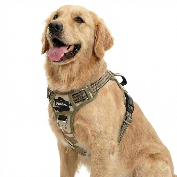 Funfox Hundegeschirr Kleine Hunde [L] - Anti Zug Welpengeschirr mit Griff & Ringreflektoren, Atmungs