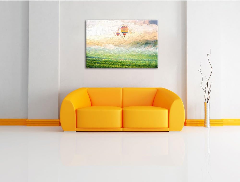 Pixxprint Heissluftballon Landschaft als Leinwandbild/Grösse: 100x70 / Wandbild/Kunstdruck/fertig be