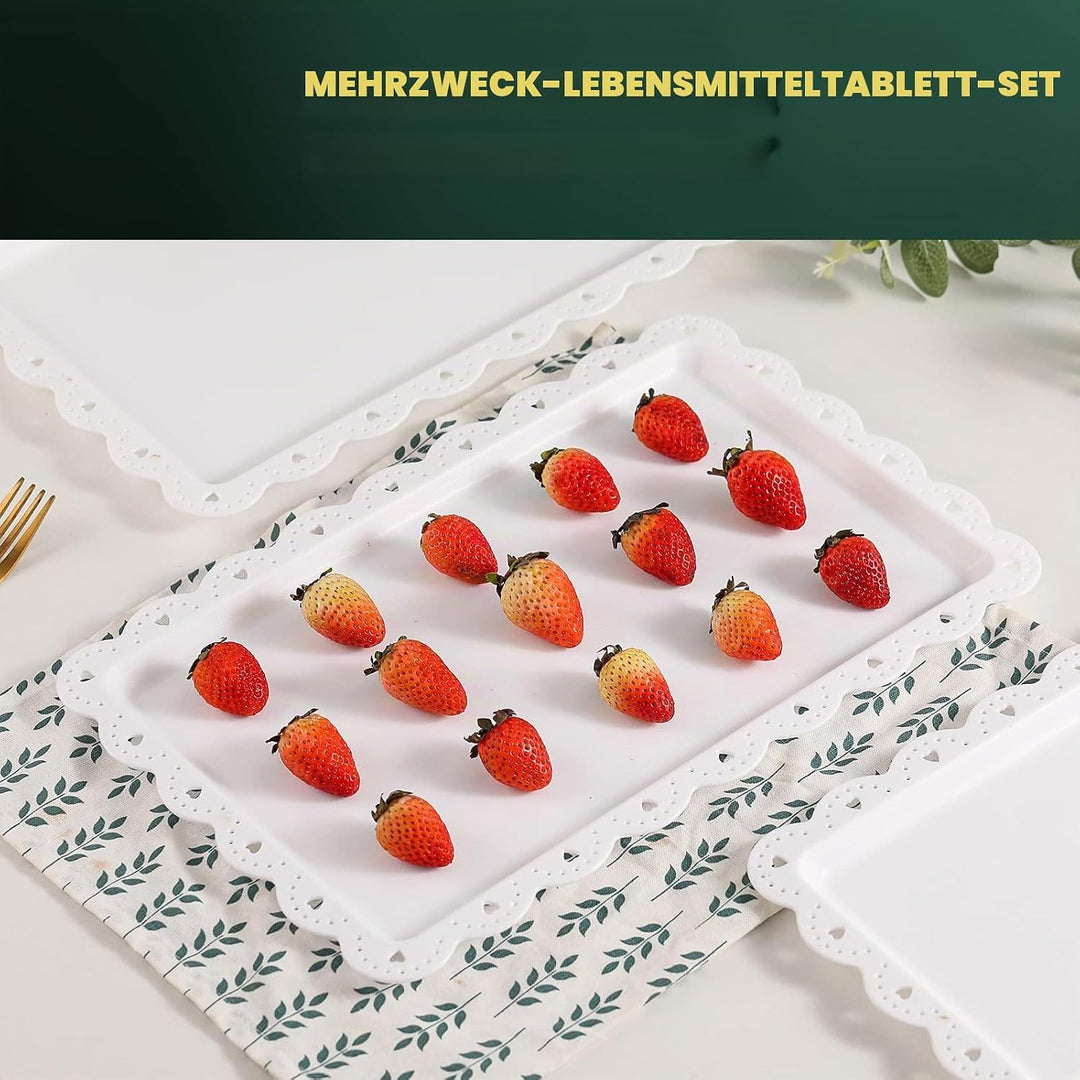 Tablett Klein Serviertablett Rechteckig Weiss - Servierplatte Plastik mit Rand - Essen Tabletts Flac