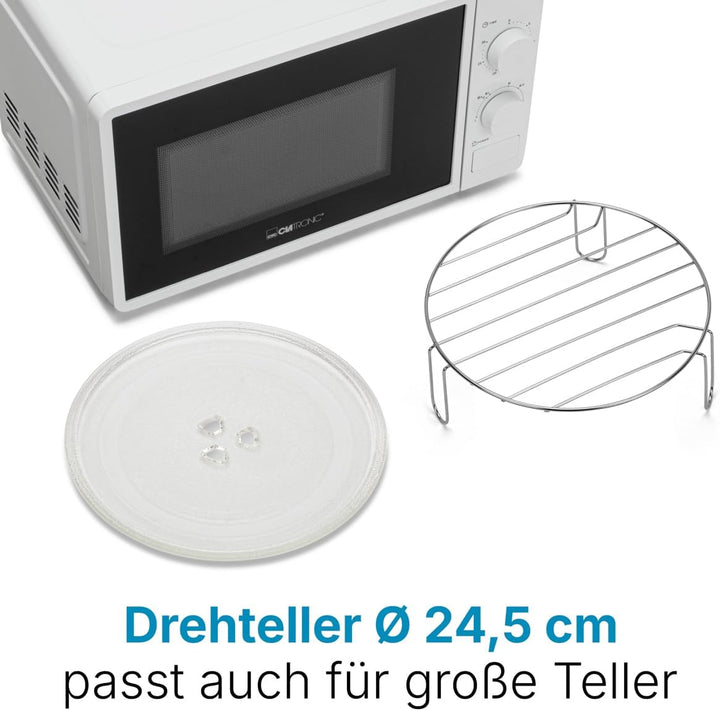 Clatronic® Mikrowelle | 700 Watt | 6 Stufen | 20 Liter Garraum | 360° Drehteller | Timer mit Endsign