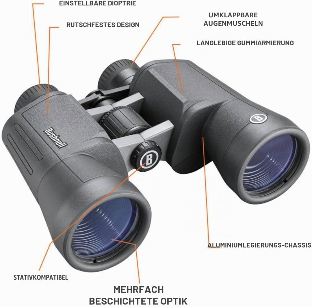 Bushnell - Powerview 2 - Fernglas - 10x50 - Porro - Aluminium Metallgehäuse - Mehrschichtvergütung -