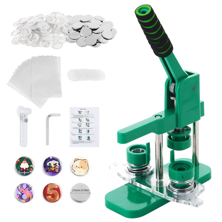 Dyna-Living Buttonmaschine Abzeichen Button Maker 25mm/0.98in, DIY Badge Press Machine mit 100 Zubeh