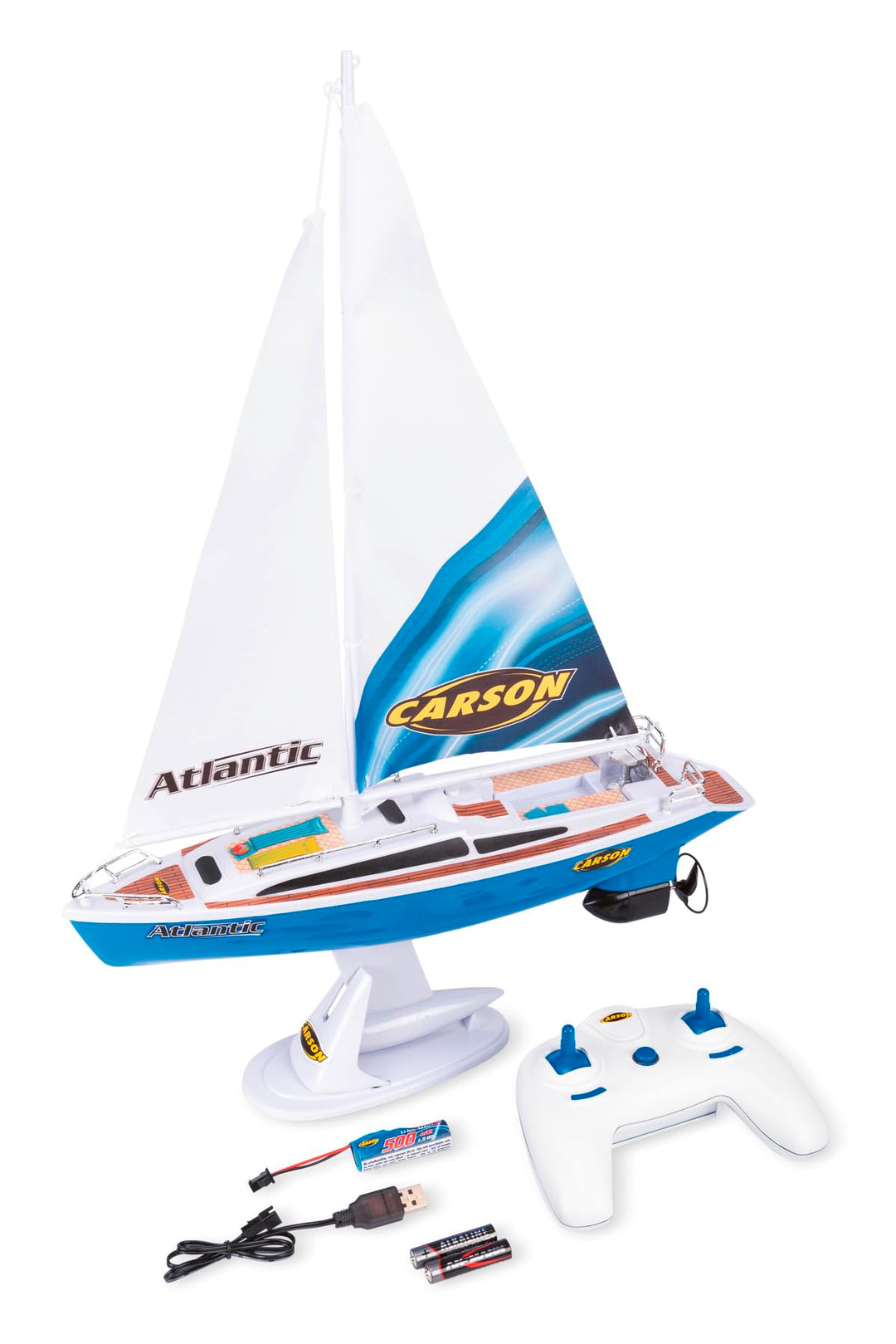 Carson 500108053 Segelboot Atlantic 2.4GHz 100% RTR - Ferngesteuertes Boot, RC Boot, Ferngesteuertes