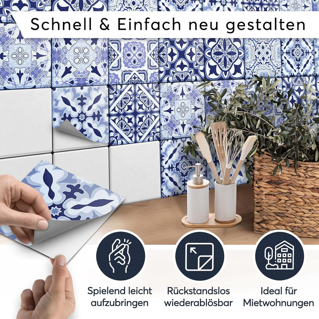 30 Stück Folie Klebefliesen 20x20 cm für Küche und Bad - Fliesenfolie, Fliesenfaufkleber - selbstkle