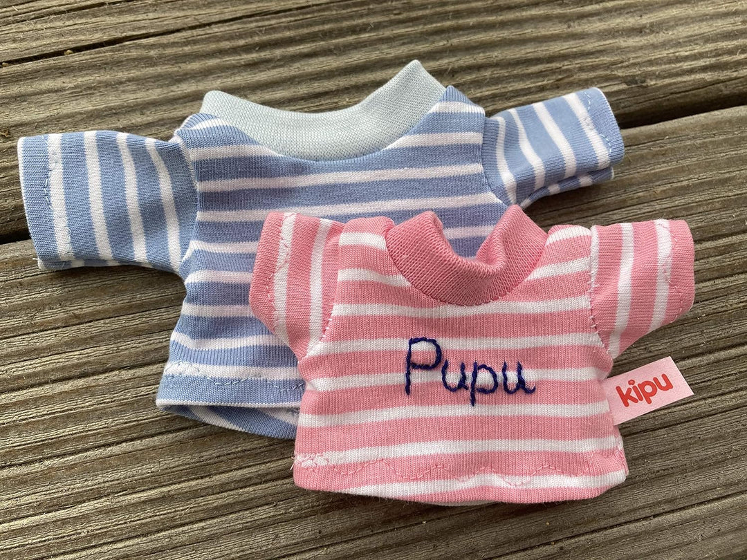 personalisiertes T-Shirt Gr. 20 cm für mini Puppen Teddy Kuscheltier Plüschie Puppenkleidung handmad