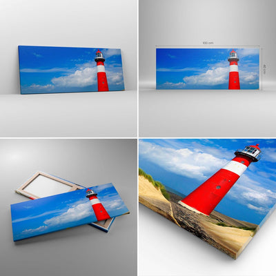 Panorama Bilder auf Leinwand 100x40cm Leinwandbild Turm Leuchtturm Ozean Ufer Gross Wanddeko Bild Sc