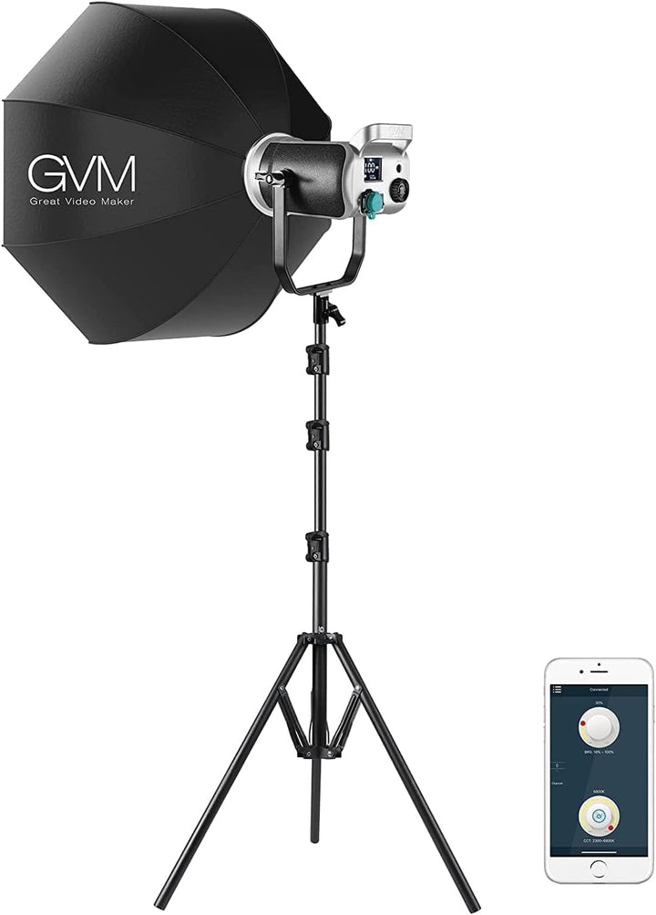 GVM 200W LED Videoleuchte mit Softbox, Bowens 3200K-5600K LED videolicht mit Stativ, APP und DMX Ste