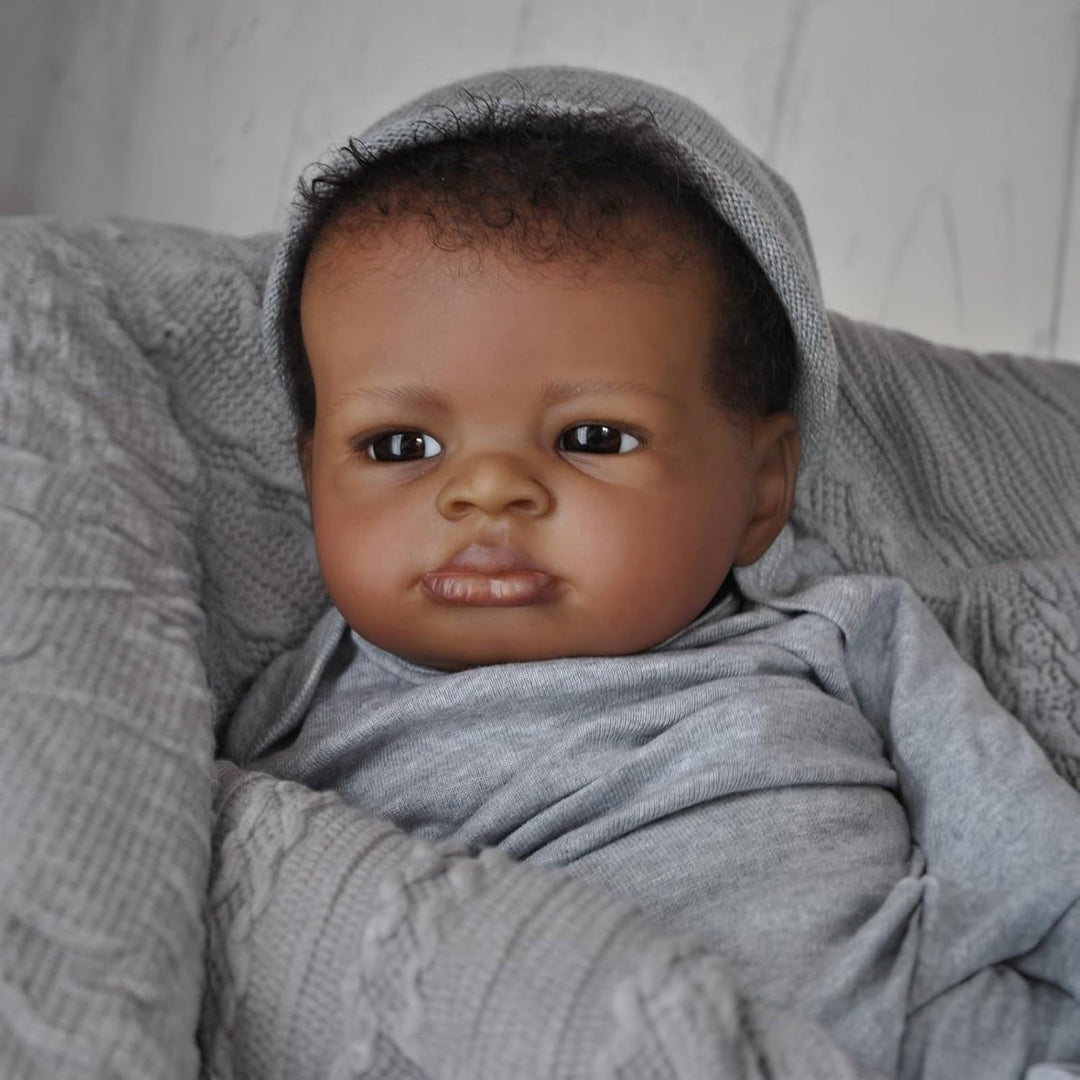 Zero pam 50 cm Reborn Baby Puppe Schwarze,Reborn Baby Junge Vollsilikon Lebensecht Anatomisch Korrek