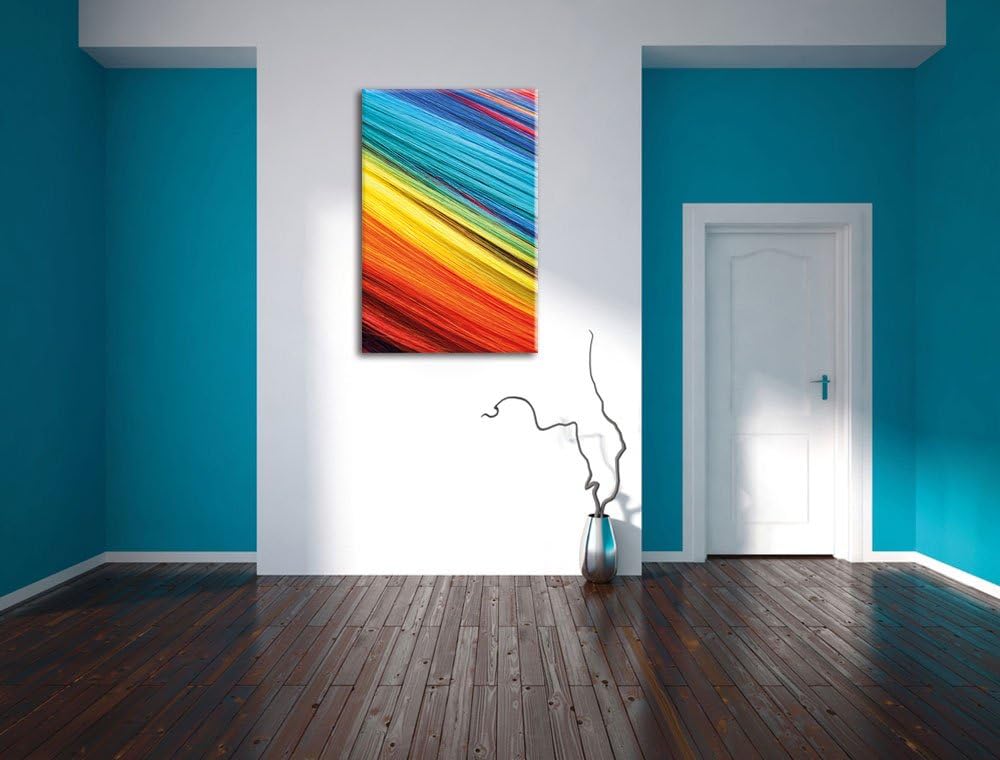Pixxprint Bunte Streifen, Format: 100x70 auf Leinwand, XXL riesige Bilder fertig gerahmt mit Keilrah
