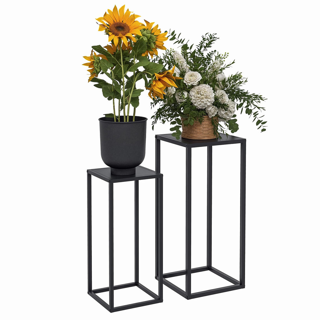 Outsunny 2er-Set Pflanzenständer, Blumenständer mit skandinavischem Design, Stahlbeine, Pflanzenhock