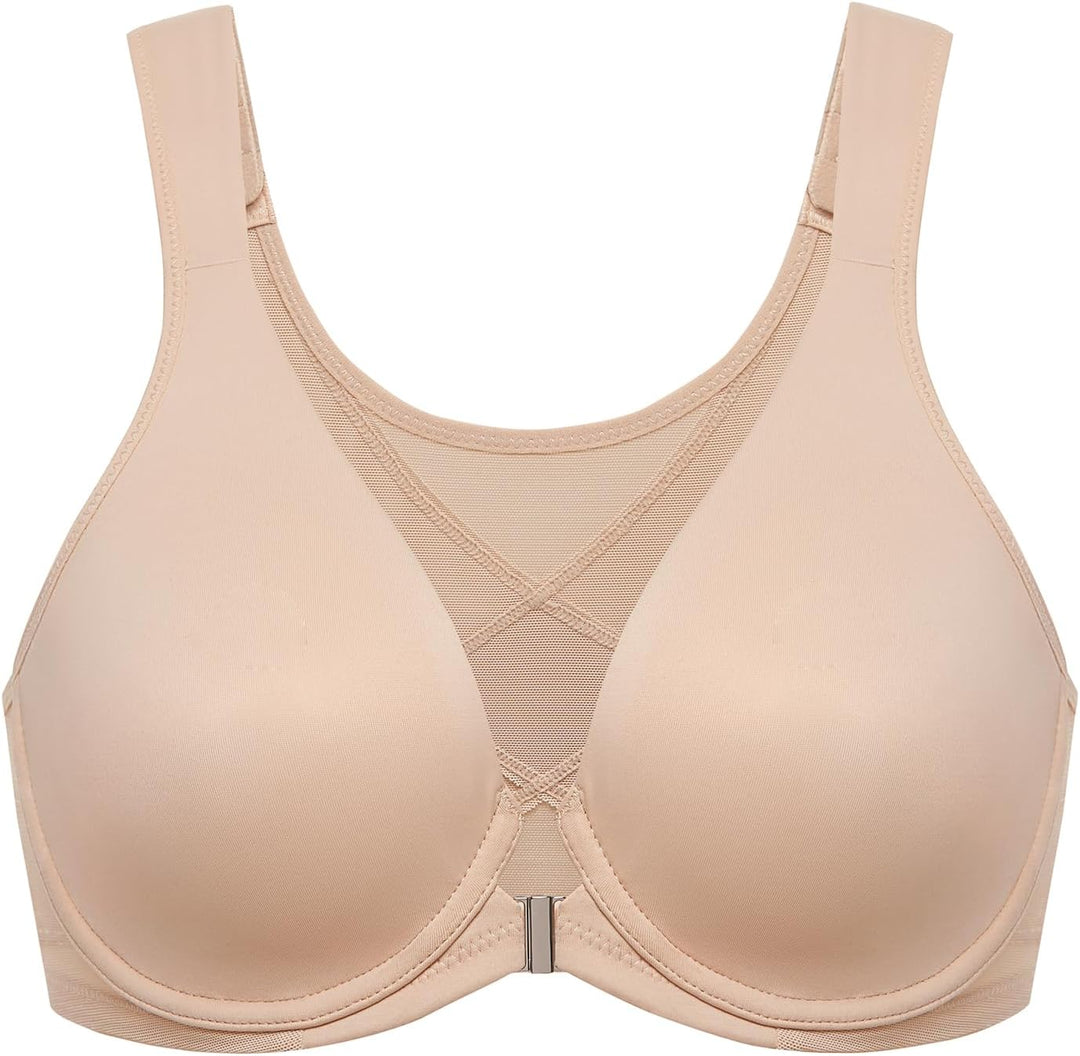 DELIMIRA Damen Haltungskorrektur BH mit Vorderverschluss BH Grosse Brüste Starker Halt mit Bügel Sof