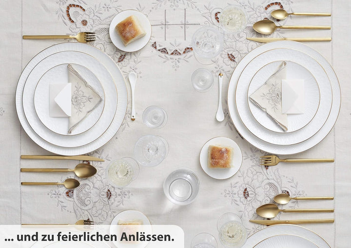 TOKYO design studio Nippon White Sushi-Set weiss, mit Goldrand, 6-TLG., 2X Sushi-Platten 2X Saucen-S