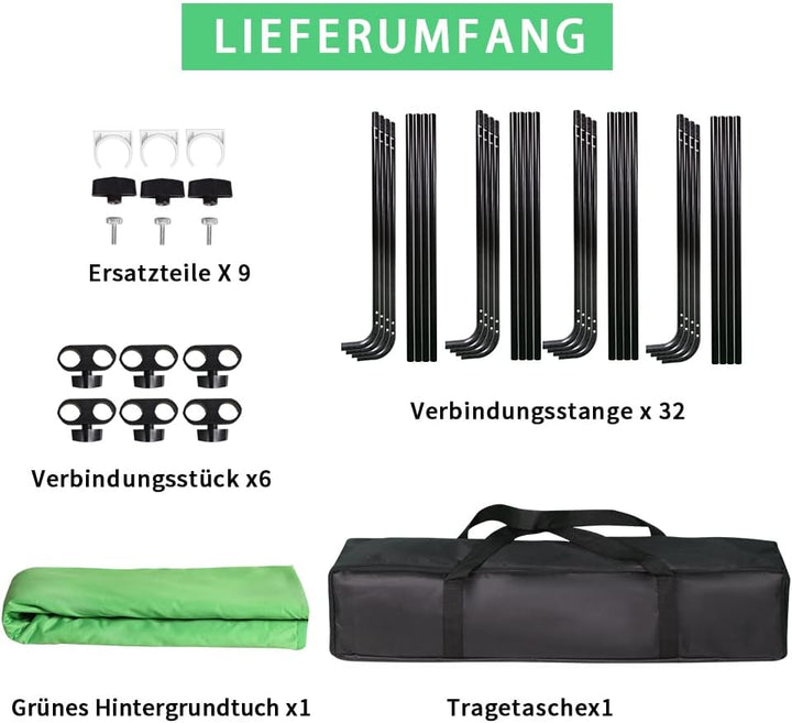 GSKAIWEN 7,87ftx13,12ft tragbarer grosser Grün-Hintergrund, Fotohintergrund-Unterstützungssystem für