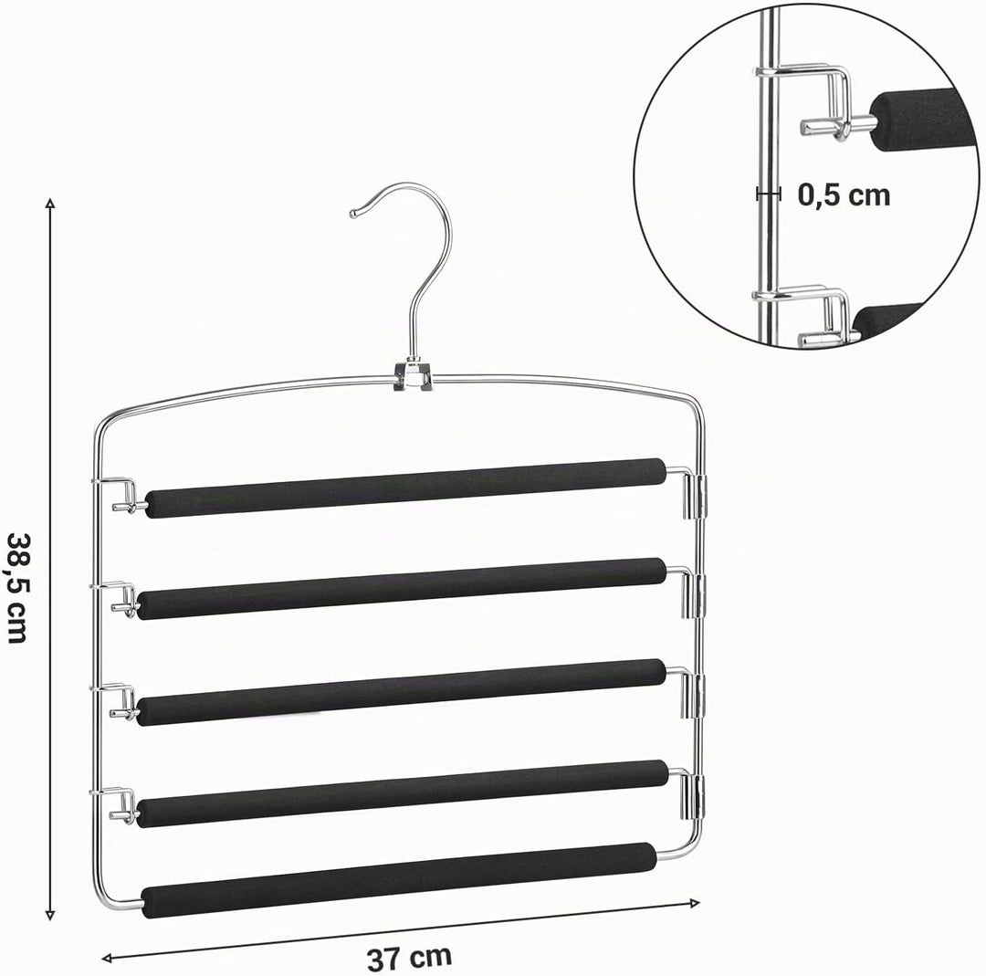 SONGMICS Hosenbügel platzsparend, 3er Set Mehrfach-Kleiderbügel aus Metall, rutschfeste Polsterung,