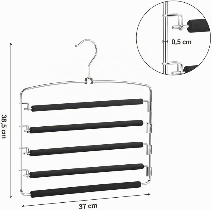 SONGMICS Hosenbügel platzsparend, 3er Set Mehrfach-Kleiderbügel aus Metall, rutschfeste Polsterung,