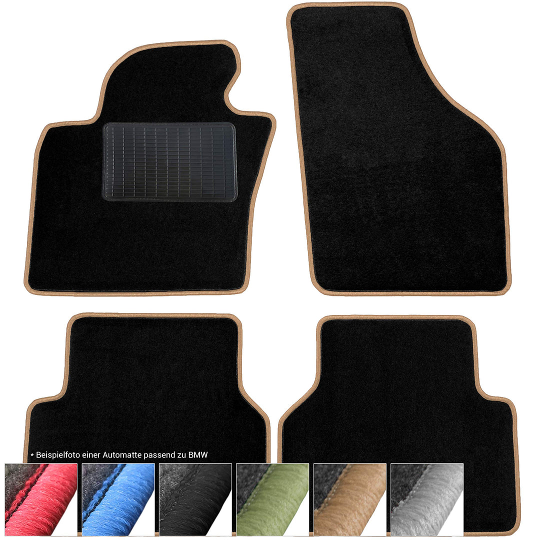 moto-MOLTICO Fussmatten Auto Velours Autoteppiche Schwarz Automatten Set 4-teilig passend für BMW 3e