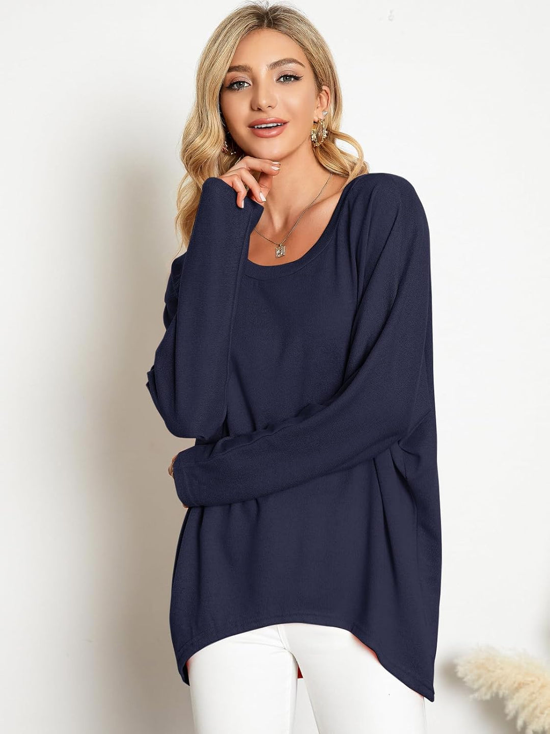 ZANZEA Damen-Pullover, Übergrösse, Feldermausärmel, Langarm-Oberteil, asymmetrisches Shirt, Freizeit