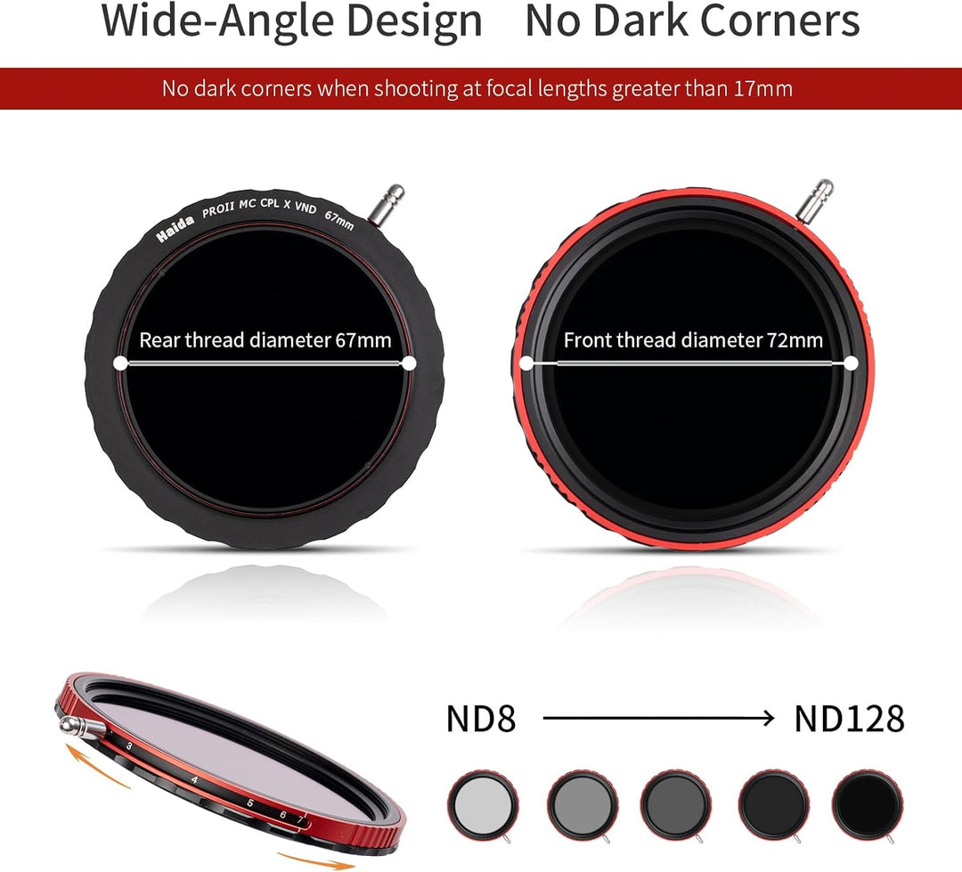 Haida CPL + VND 2-in-1 Filter 82mm - Polarisationsfilter variabler ND-Filter 3-7 Stopps ND8 ND16 ND3