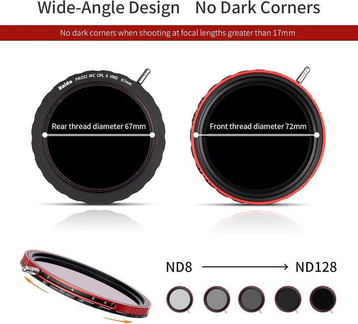 Haida CPL + VND 2-in-1 Filter 82mm - Polarisationsfilter variabler ND-Filter 3-7 Stopps ND8 ND16 ND3