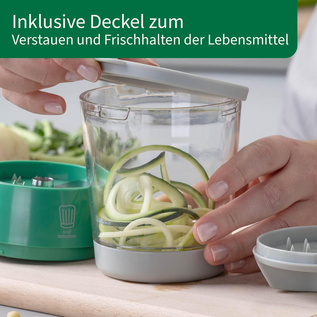 Chefkoch trifft Fackelmann Spiralschneider aus ABS & Edelstahl – 13 x ø9 cm – Für breite, schmale &