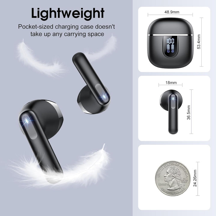 Bluetooth Kopfhörer 5.4, 2026 Kopfhörer Kabellos Bluetooth In Ear mit 4 ENC Noise Cancelling Mics, 4